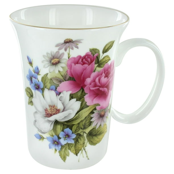 BN Boxed Personalised Blue Rose Chintz Vintage Floral Fine Bone China Gift Mug